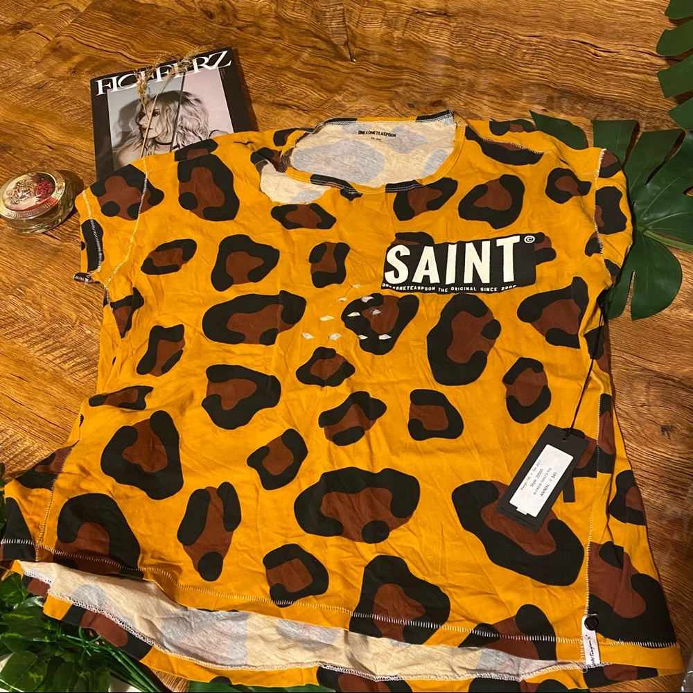 COPY - ONETEASPOON Saint Distressed animal print relaxed fit Tee size S …